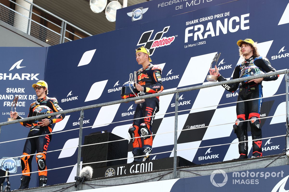 Podio: Raul Fernandez, Red Bull KTM Ajo, Remy Gardner, Red Bull KTM Ajo Marco Bezzecchi, Sky Racing Team VR46
