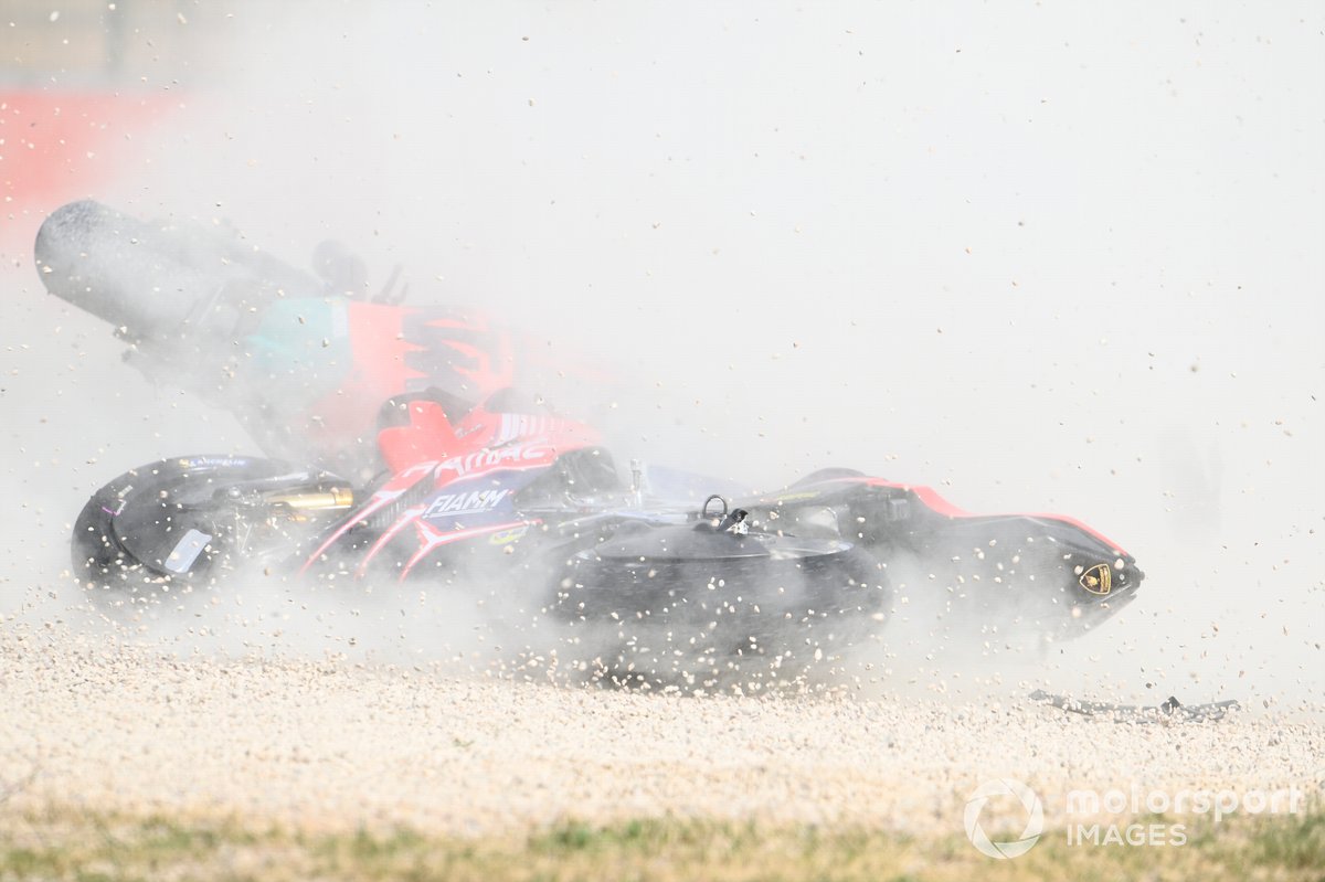 Caída de Jack Miller, Pramac Racing y Brad Binder, Red Bull KTM Factory Racing