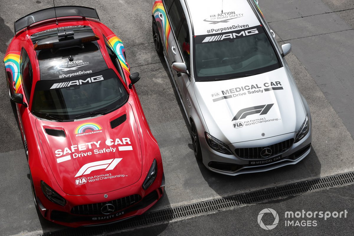 The Mercedes safety car and medical car