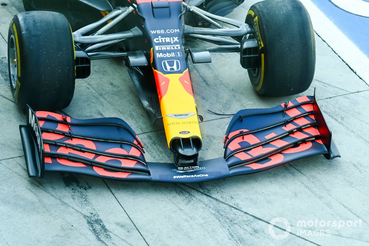 Detalle del alerón delantero del Red Bull Racing RB16