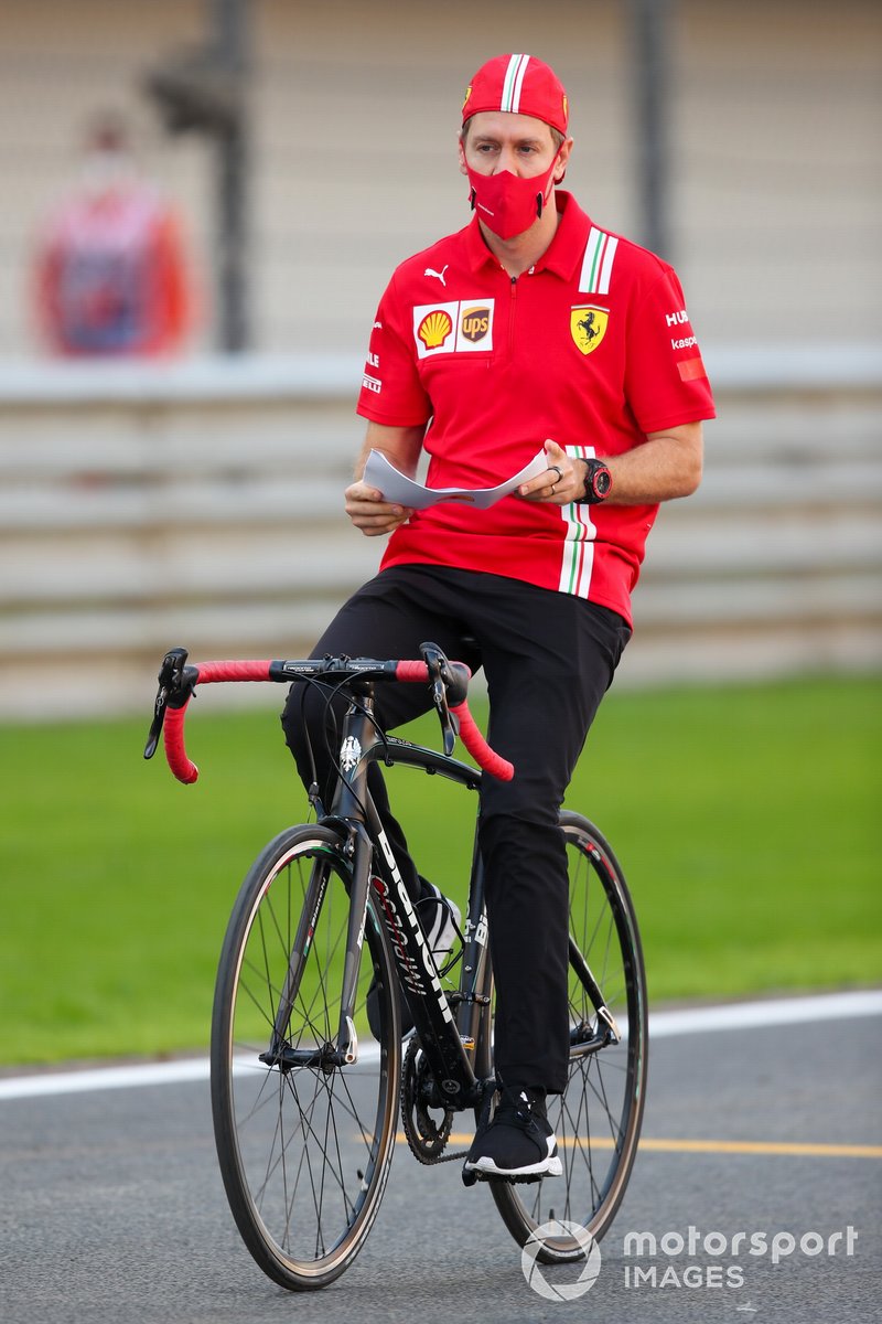 Sebastian Vettel, Ferrari, cycles the track