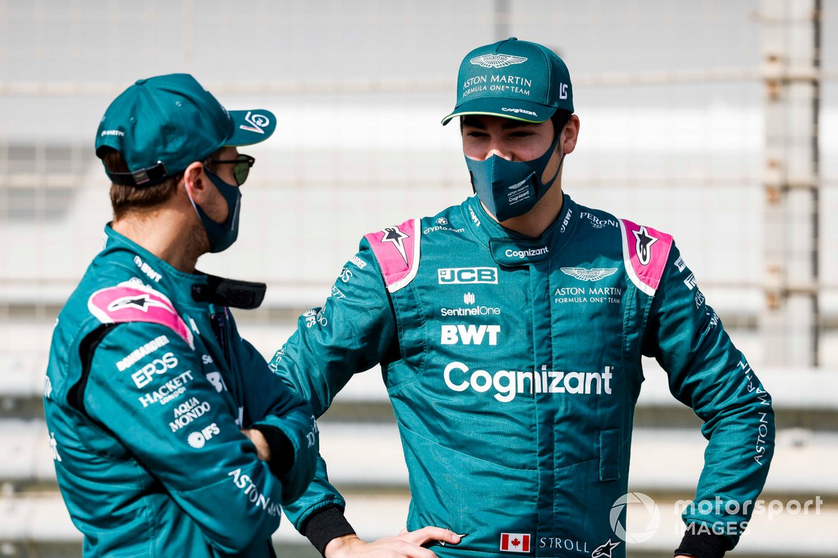 Lance Stroll, Aston Martin y Sebastian Vettel, Aston Martin