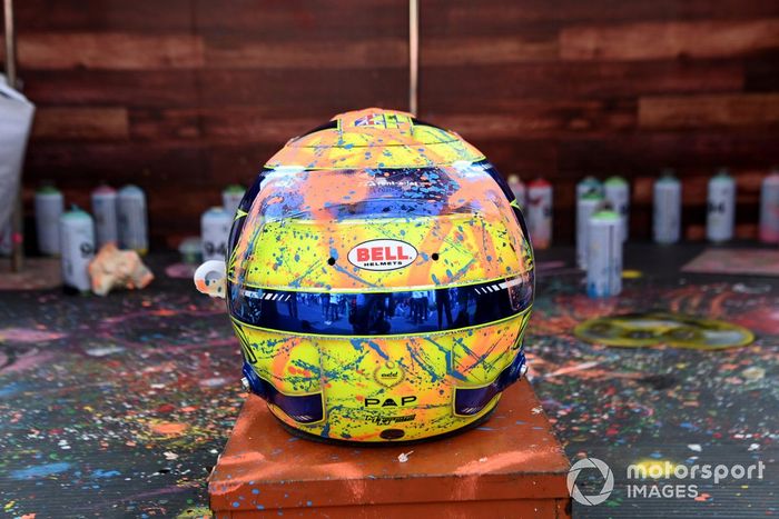 Diseño de casco para Lando Norris, McLaren, por Jimmy Pierce