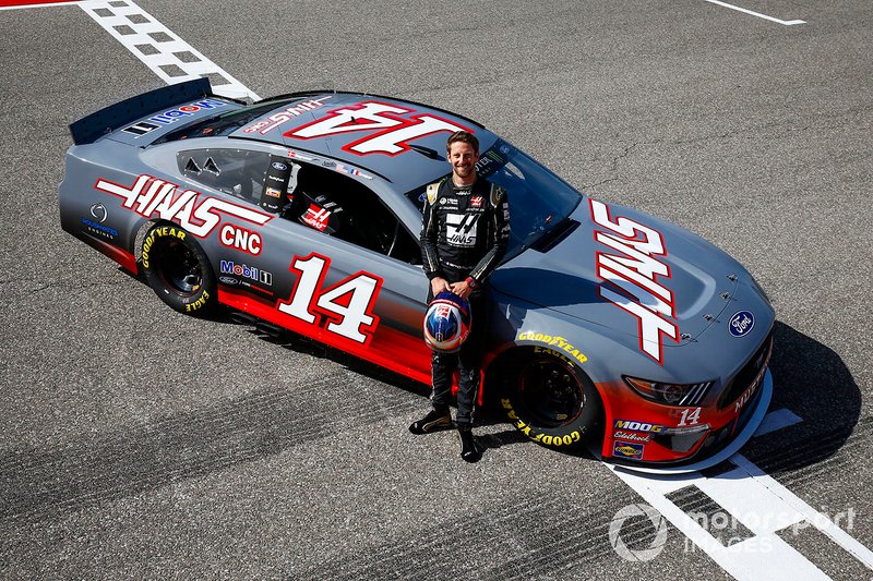 Romain Grosjean, Haas F1 Team Team, poses with a NASCAR