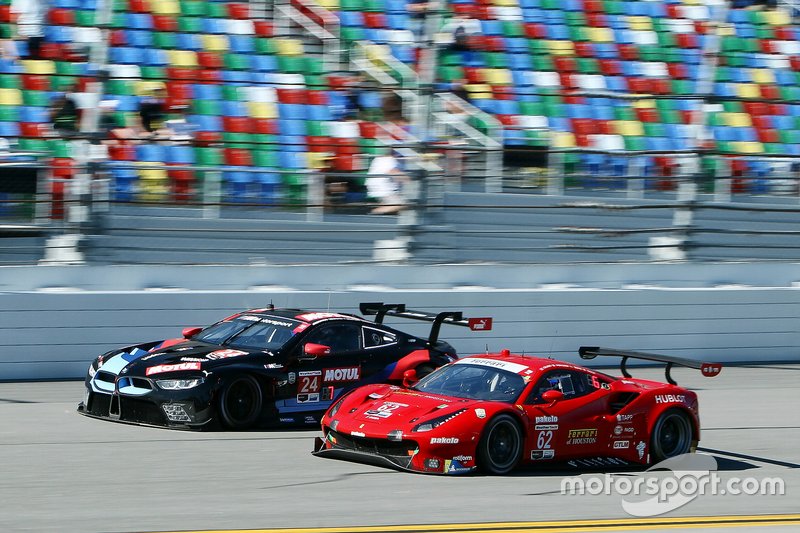 #62 Risi Competizione Ferrari 488 GTE: James Calado, Alessandro Pier Guidi, Daniel Serra, Davide Rigon, #24 BMW Team RLL BMW M8 GTE: Jesse Krohn, John Edwards, Augusto Farfus, Chaz Mostert