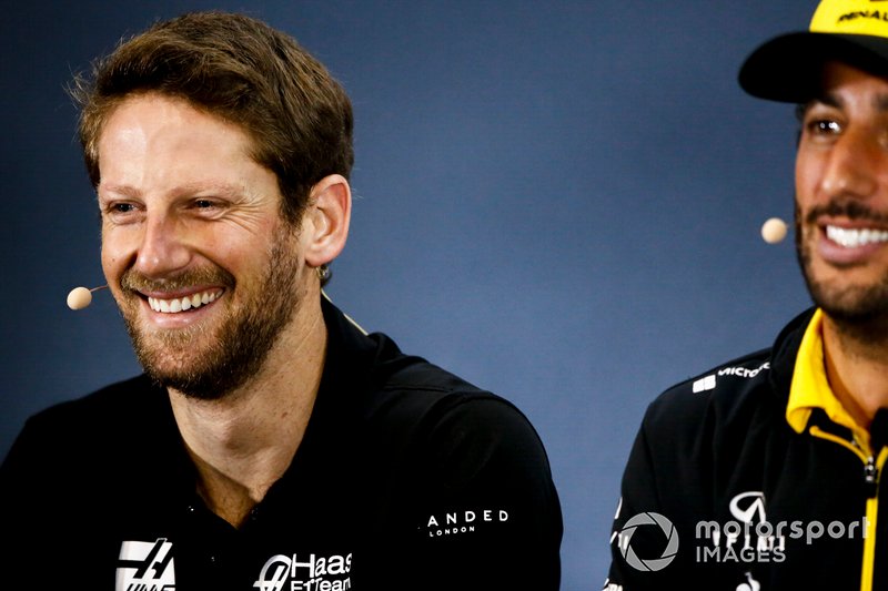 Romain Grosjean, Haas F1 and Daniel Ricciardo, Renault F1 Team In the Press Conference