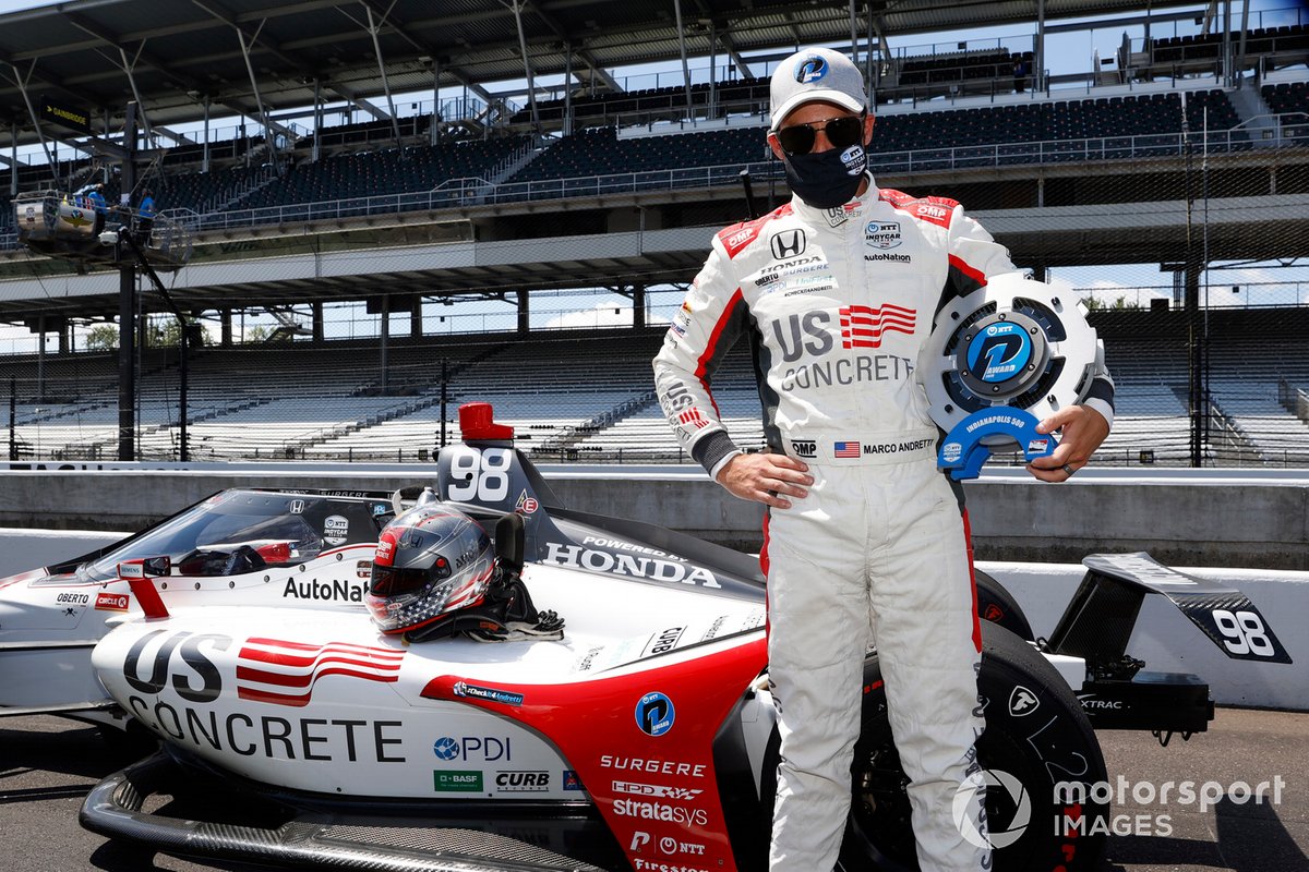 Marco Andretti, Andretti Herta with Marco & Curb-Agajanian Honda festeggia dopo aver conquistato la pole