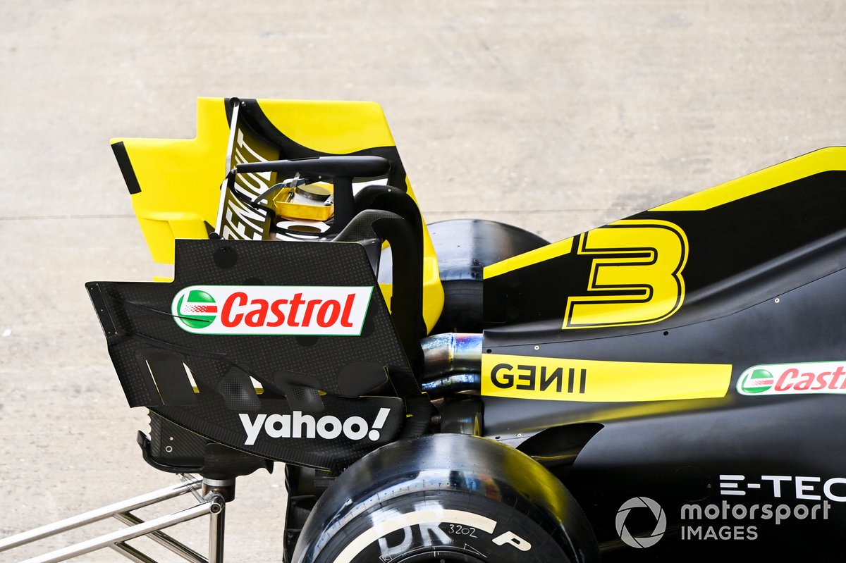 El ala trasera del monoplaza de Daniel Ricciardo, Renault F1 Team R.S.20