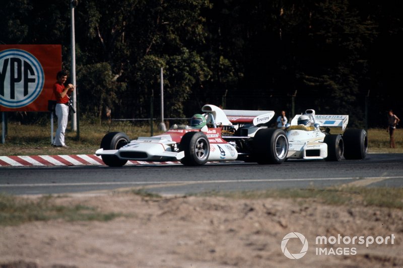 Reine Wisell, BRM P153 davanti a Carlos Reutemann, Brabham BT34 Ford, GP d'Argentina del 1972