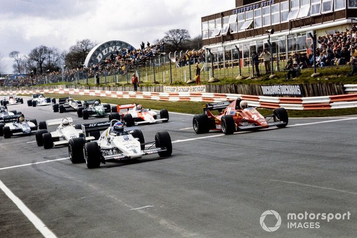 Keke Rosberg, Williams FW08C Ford, René Arnoux, Ferrari 126C2B al inicio