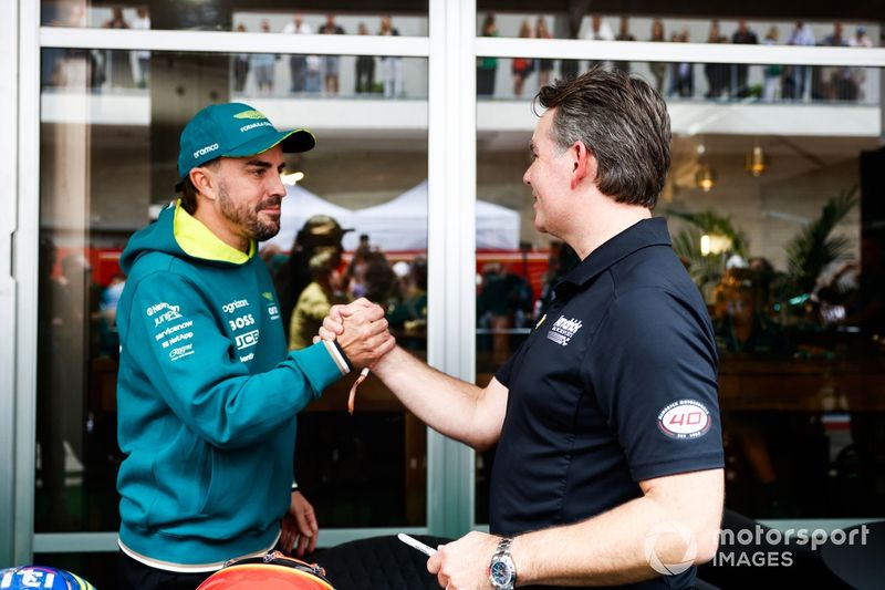 Fernando Alonso, Aston Martin F1 Team, NASCAR star Jeff Gordon swap helmets