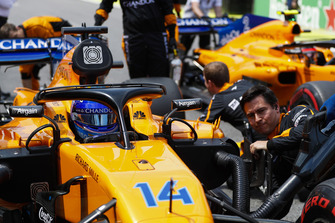 Fernando Alonso, McLaren MCL33, on the grid