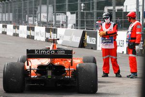 Car of Fernando Alonso, McLaren MCL33 after retiring from the race 