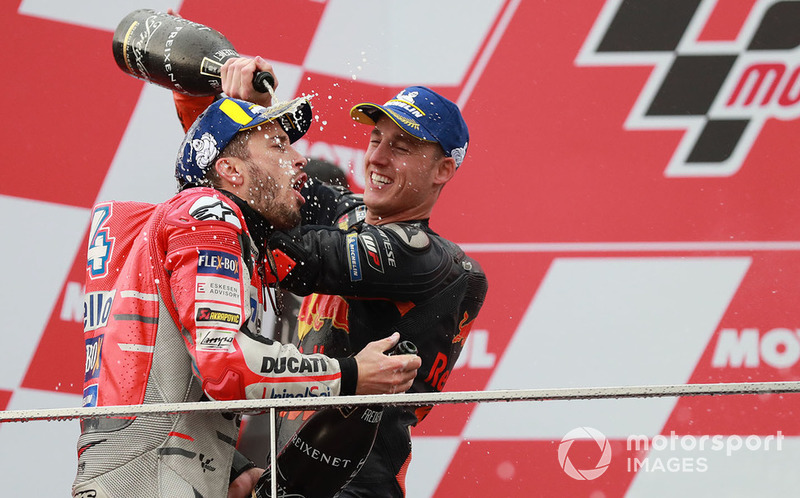 Podio: il vincitore della gara Andrea Dovizioso, Ducati Team, il terzo classificato Pol Espargaro, Red Bull KTM Factory Racing