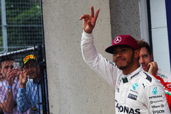 Lewis Hamilton, Mercedes AMG F1 celebrates his pole position in parc ferme