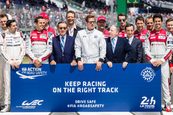FIA Action for Road Safety photoshoot: FIA President Jean Todt, ACO President Pierre Fillon, actor B