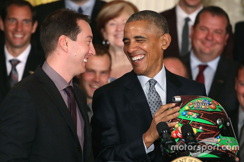 Kyle Busch, Joe Gibbs Racing Toyota meets with President Barack Obama at the White House