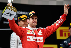 Podium: tweede plaats Sebastian Vettel, Ferrari