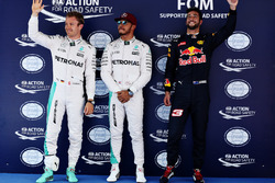 Pole for Lewis Hamilton, Mercedes AMG F1 W07, 2nd for Nico Rosberg, Mercedes AMG F1 W07 and 3rd for Daniel Ricciardo, Red Bull Racing RB13