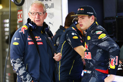 (L to R): Dr Helmut Marko, Red Bull Motorsport Consultant with Max Verstappen, Red Bull Racing