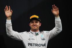 Nico Rosberg, Mercedes AMG F1 celebrates his second position on the podium