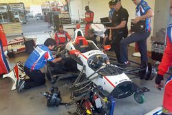 The car of Sébastien Bourdais, Dale Coyne Racing Honda being repaired