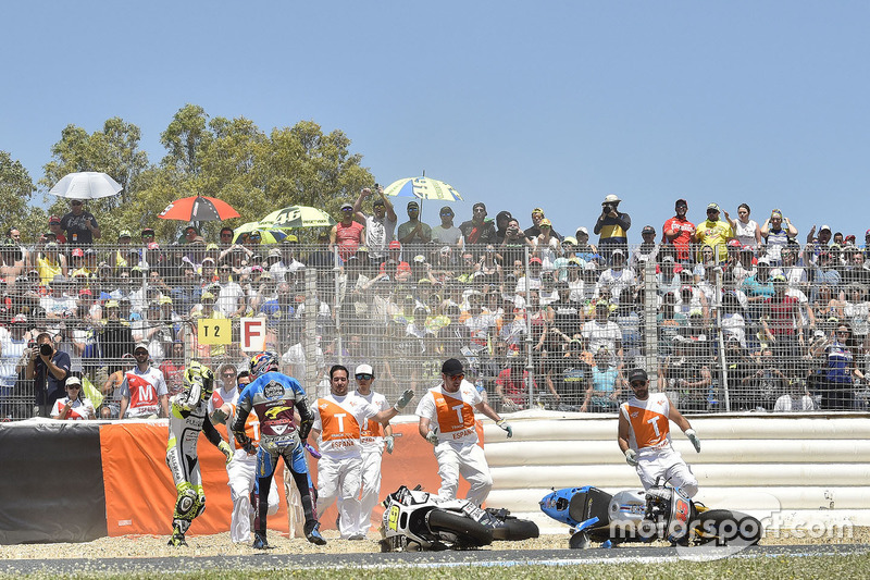 Crash: Alvaro Bautista, Aspar Racing Team; Jack Miller, Estrella Galicia 0,0 Marc VDS