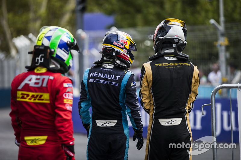 Lucas di Grassi, ABT Schaeffler Audi Sport; Sébastien Buemi, Renault e.Dams; Jean-Eric Vergne, Techeetah