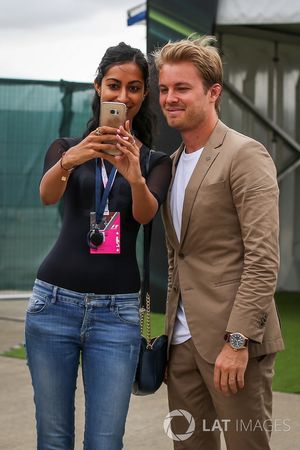 Nico Rosberg, Mercedes-Benz Ambassador poses for a selfie photograph, a fan