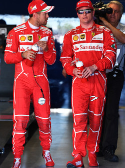 Polesitter Sebastian Vettel, Ferrari, second place Kimi Raikkonen, Ferrari