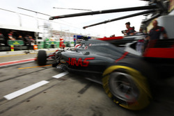 Kevin Magnussen, Haas F1 Team VF-17, leaves the garage