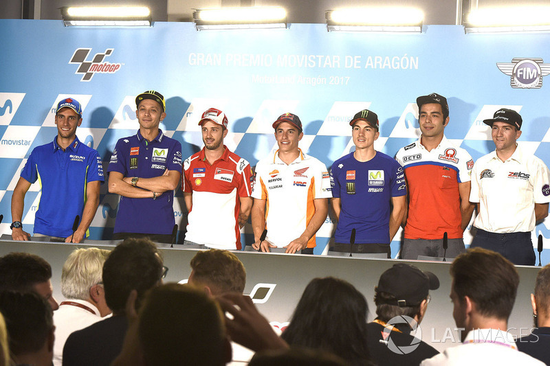 Alex Rins, Team Suzuki MotoGP, Valentino Rossi, Yamaha Factory Racing, Andrea Dovizioso, Ducati Team, Marc Marquez, Repsol Honda Team, Maverick Viñales, Yamaha Factory Racing, Danilo Petrucci, Pramac Racing, Simeon