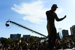 Jean-Eric Vergne, Techeetah, , celebrates on the podium