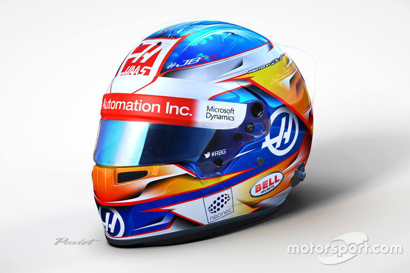 Il casco di Romain Grosjean, Haas F1 Team