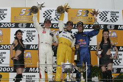 Podium : le vainqueur Lucas di Grassi, Manor Motorsport; le deuxième Robert Kubica, Carlin; le troisième Sebastian Vettel, ASM F3