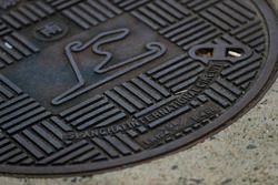 A map of the Shanghai Circuit on a drain cover