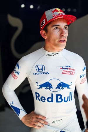 Marc Marquez, tests the Toro Rosso F1 car