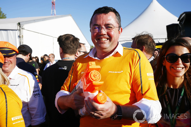 Eric Boullier, Racing Director, McLaren at the raft race