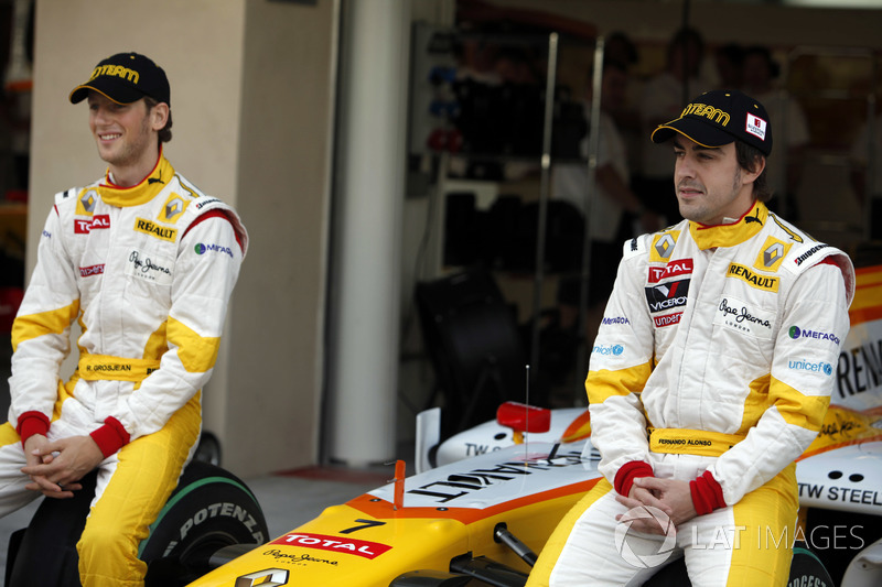 Fernando Alonso, Renault F1 Team en Romain Grosjean, Renault F1 Team