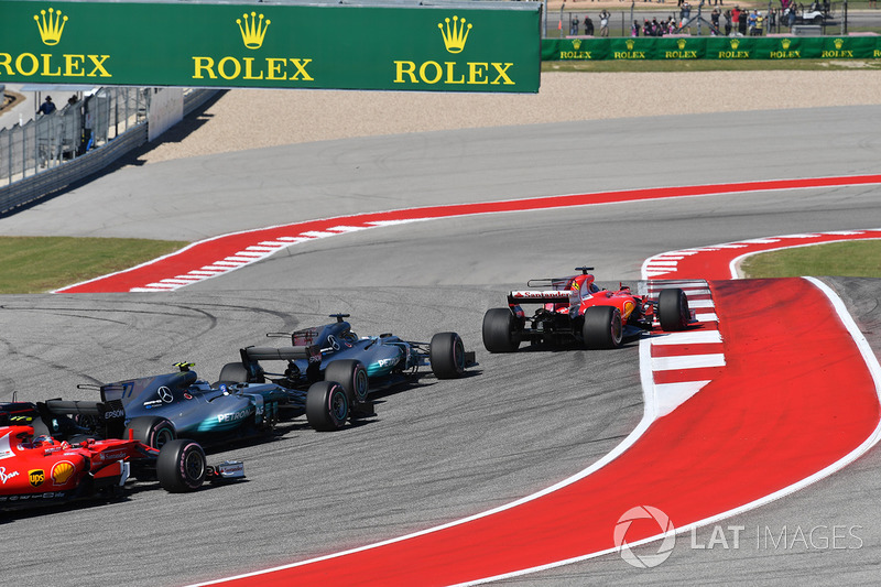 Sebastian Vettel, Ferrari SF70H leads at the start of the race