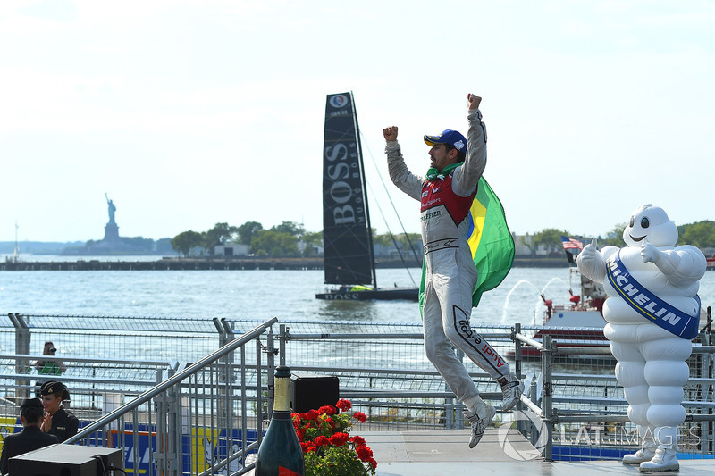 Lucas di Grassi, Audi Sport ABT Schaeffler, celebrates after winning the race