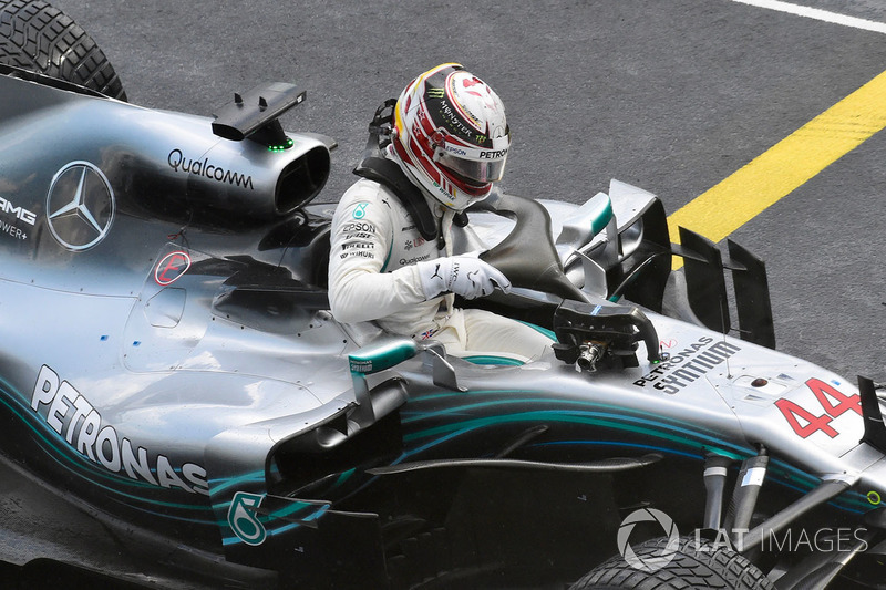 Lewis Hamilton, Mercedes-AMG F1 W09 en parc ferme