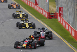 Max Verstappen, Red Bull Racing RB14 Tag Heuer, leads Romain Grosjean, Haas F1 Team VF-18 Ferrari