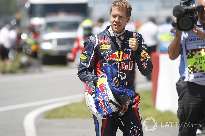 Sebastian Vettel, Red Bull Racing, celebrates pole position