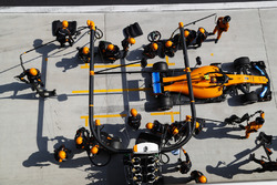 Stoffel Vandoorne, McLaren MCL33 Renault, dans les stands