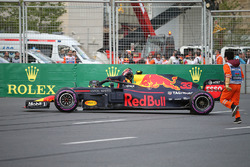 The crashed car of Max Verstappen, Red Bull Racing RB14