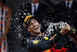 Race winner Daniel Ricciardo, Red Bull Racing, sprays Champagne on the podium