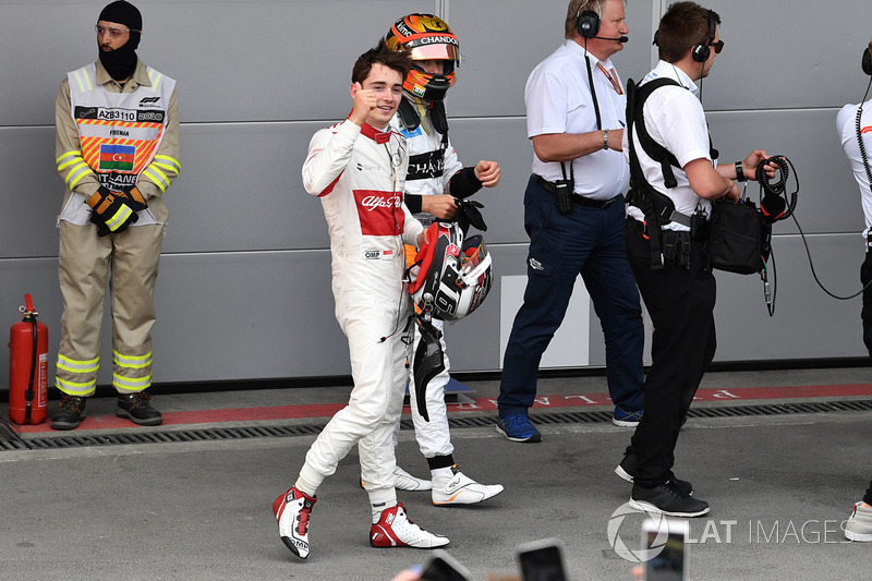 Charles Leclerc, Sauber festeggia nel parco chiuso