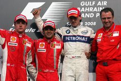 Podium: second place Kimi Raikkonen, Ferrari, Race winner Felipe Massa, Ferrari, third place Robert Kubica, BMW Sauber F1 and Stefano Domenicali, Ferrari Manager of F1 Operations 