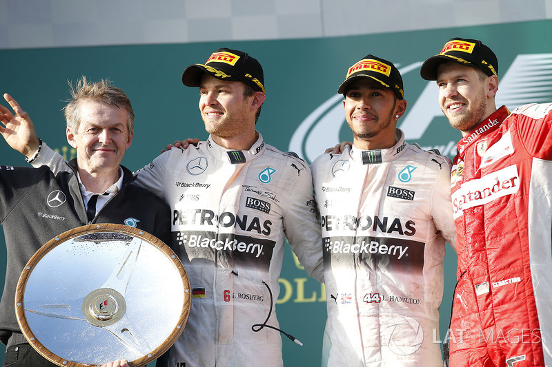 2015: 1. Lewis Hamilton, 2. Nico Rosberg, 3. Sebastian Vettel